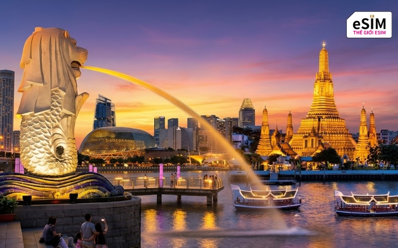 Vi vu Bangkok rực rỡ và quốc đảo Singapore hiện đại cùng esim data giá rẻ cực mượt